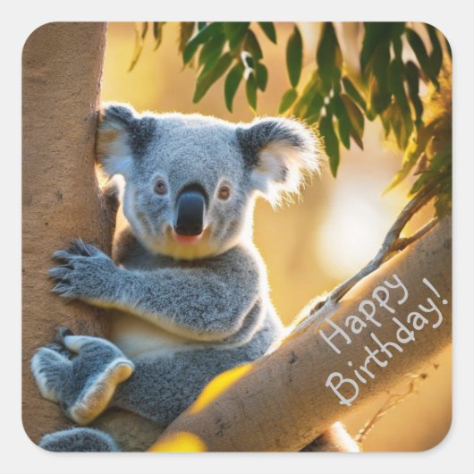 Happy Birthday Cute Koala Beer Stickers (Voorkant)