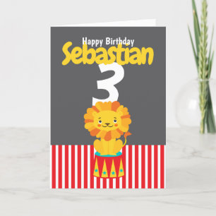 Happy Birthday Cute Lion op persoonlijke titel Lee Kaart