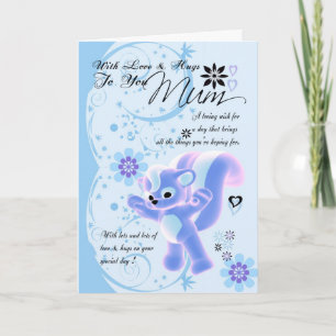 Happy Birthday Cute Mum Card blauwe bloemen schatt Kaart