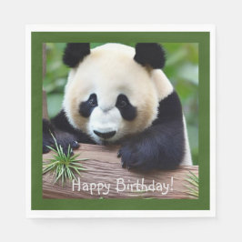 Happy Birthday Cute Panda Beer Servet