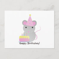 Happy Birthday Cute Parrty Mouse