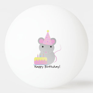 Happy Birthday Cute Parrty Mouse Pingpongballen