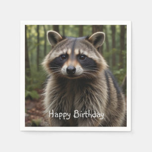 Happy Birthday Cute Raccoon Servet
