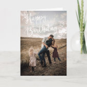 Happy Birthday Cute Script Heart Photo Card Kaart (Voorkant)