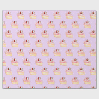 Happy Birthday Cute Strawberry Shortcake and Mochi Cadeaupapier