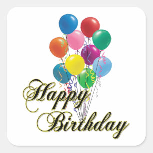 Happy Birthday - D4 Vierkante Sticker