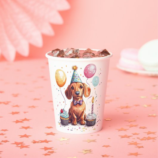 Happy Birthday Dachshund Dog Papieren Bekers (Insitu)