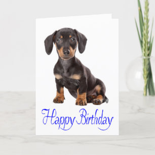 Happy Birthday Dachshund Puppy Dog Card Kaart