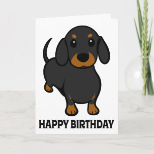 Happy Birthday Dachshund Puppy Dog Note Card Kaart