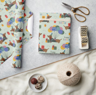 Happy Birthday Dachshunds Cadeaupapier