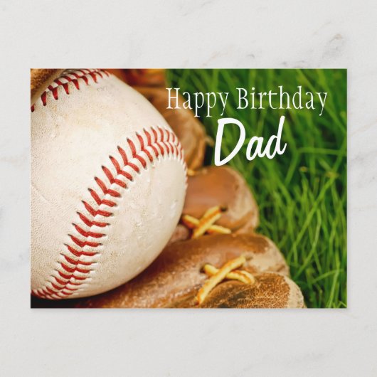 Happy Birthday Dad Baseball met Mitt Briefkaart (Voorkant)