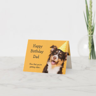 Happy Birthday Dad Cute Dog die ouder wordt Kaart