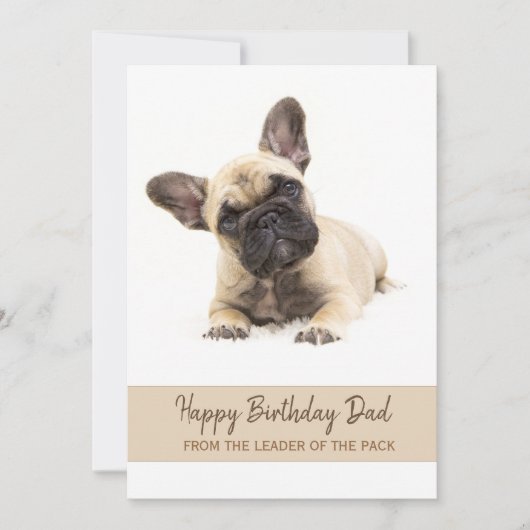 Happy Birthday Dad French Bulldog Photo Greeting Feestdagenkaart (Voorkant)
