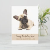 Happy Birthday Dad French Bulldog Photo Greeting Feestdagenkaart (Staand voorkant)