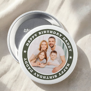 Happy Birthday Dad Modern Simple Custom Photo Ronde Button 7,6 Cm
