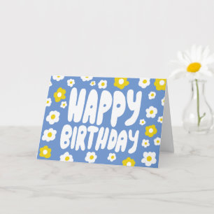 HAPPY BIRTHDAY Daisies Bubble Letters CUSTOM Bday Kaart