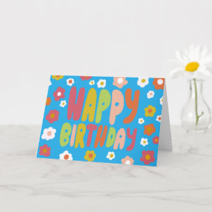 HAPPY BIRTHDAY Daisies Bubble Letters CUSTOM Bday Kaart