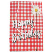 Happy Birthday Daisy op Red Gingham Medium Cadeauzakje (Voorkant)