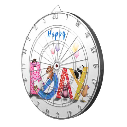 Happy Birthday Dart Board Baby Partij Dartbord (Voorkant Rechts)
