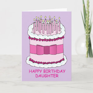 Happy Birthday Daughter Cake en kaarsen Kaart