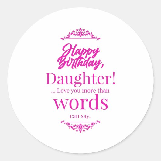 Happy Birthday Daughter Ronde Sticker (Voorkant)