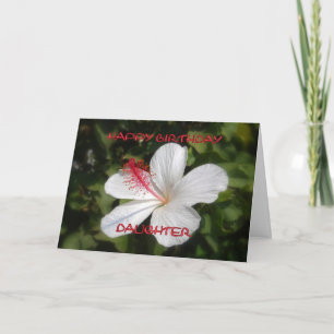 Happy Birthday Daughter White Hibiscus Card Kaart