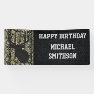 Happy Birthday Deer Camo Hunting Mannen Banner