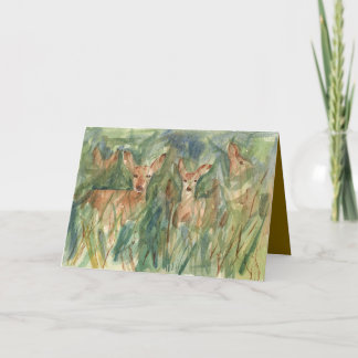 Happy Birthday Deer Wildlife Trees Watercolor Kaart