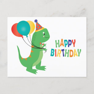 Happy Birthday Dinosaur-ballonnen Briefkaart