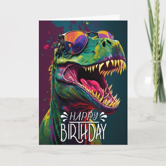 Happy Birthday Dinosaur Cool Jurassic Kaart (Voorkant)