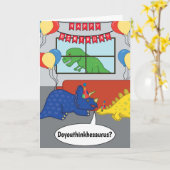 Happy Birthday Dinosaur Joke Meme Card Kaart (Gele Bloem)