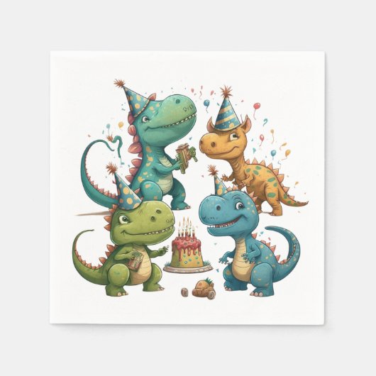 Happy Birthday Dinosaurs Servet (Voorkant)