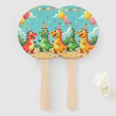 Happy birthday dinosaurs theme handwaaier (Voorkant en achterkant)