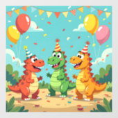 Happy birthday dinosaurs theme raamsticker (Vel)
