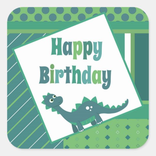 Happy birthday dinosaurus stickers (Voorkant)