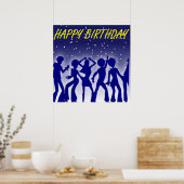 "HAPPY BIRTHDAY" DISCO DANCERS POSTER (Keuken)