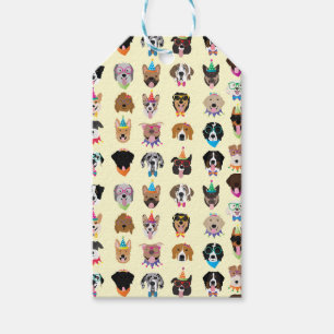 Happy Birthday Dog bezoekt jonge dieren Cadeaulabel