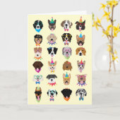 Happy Birthday Dog bezoekt jonge dieren Kaart (Gele Bloem)