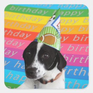 Happy Birthday Dog Colorful Text Banner Sticker