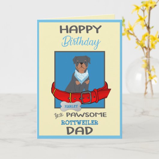Happy Birthday Dog Daddy van Rottweiler Dog Kaart (Gele Bloem)