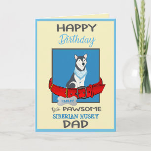 Happy Birthday Dog papa Siberian Husky Kaart