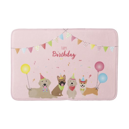 Happy Birthday Dog Party Badmat (Voorkant)