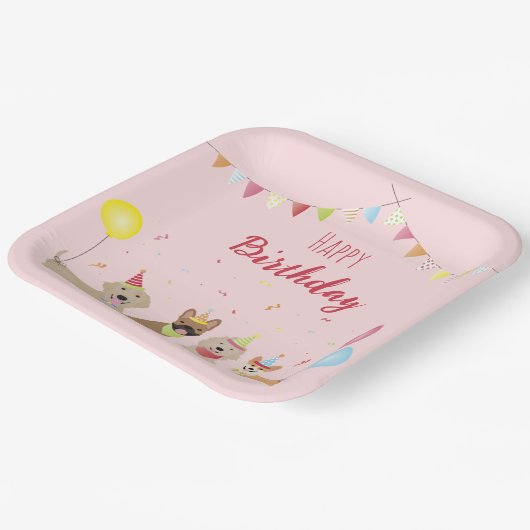 Happy Birthday Dog Party Papieren Bordje (Gebogen)