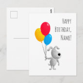 Happy Birthday Dog Puppy Balloons Briefkaart (Voorkant / Achterkant)
