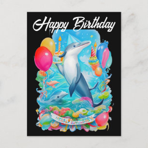 Happy Birthday Dolphin Dragen Verjaardag pet Briefkaart
