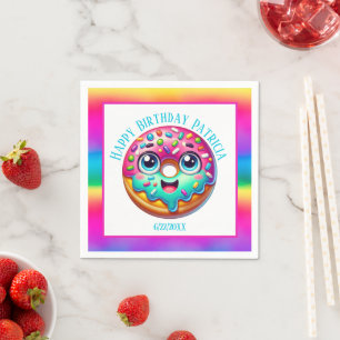 Happy Birthday donut datum meisjes toevoegen Servet