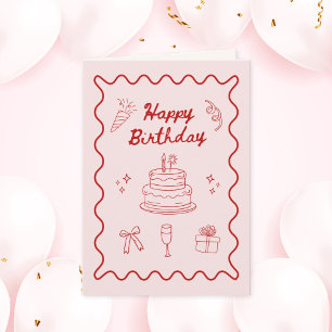Happy Birthday Doodle Gevouwen Wenskaart Kaart