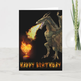 Happy Birthday Dragon Lover Fire Heart Kaart
