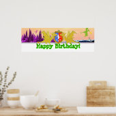 Happy Birthday Dragon Party-banner Poster (Keuken)