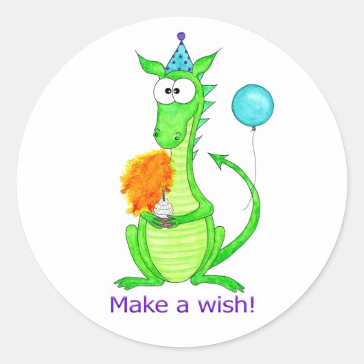 Happy Birthday Dragon Ronde Sticker (Voorkant)